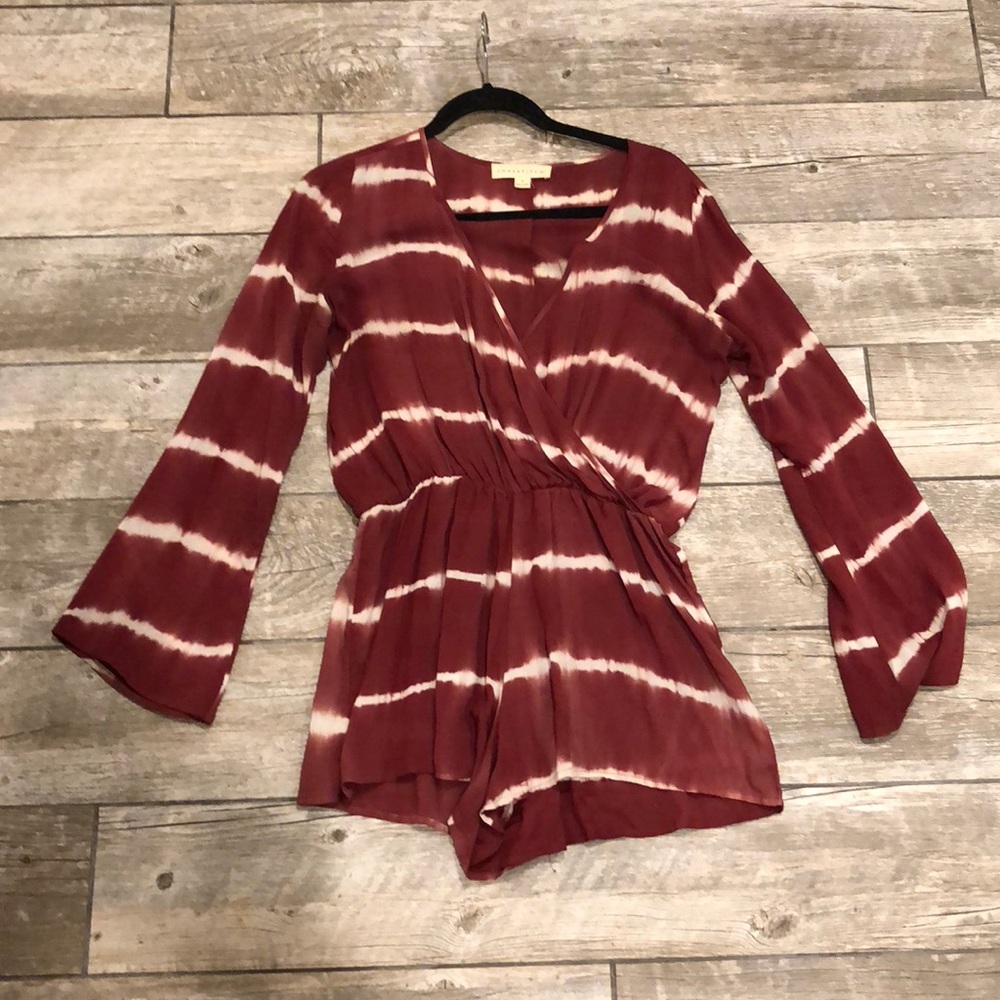 Red and White striped romper